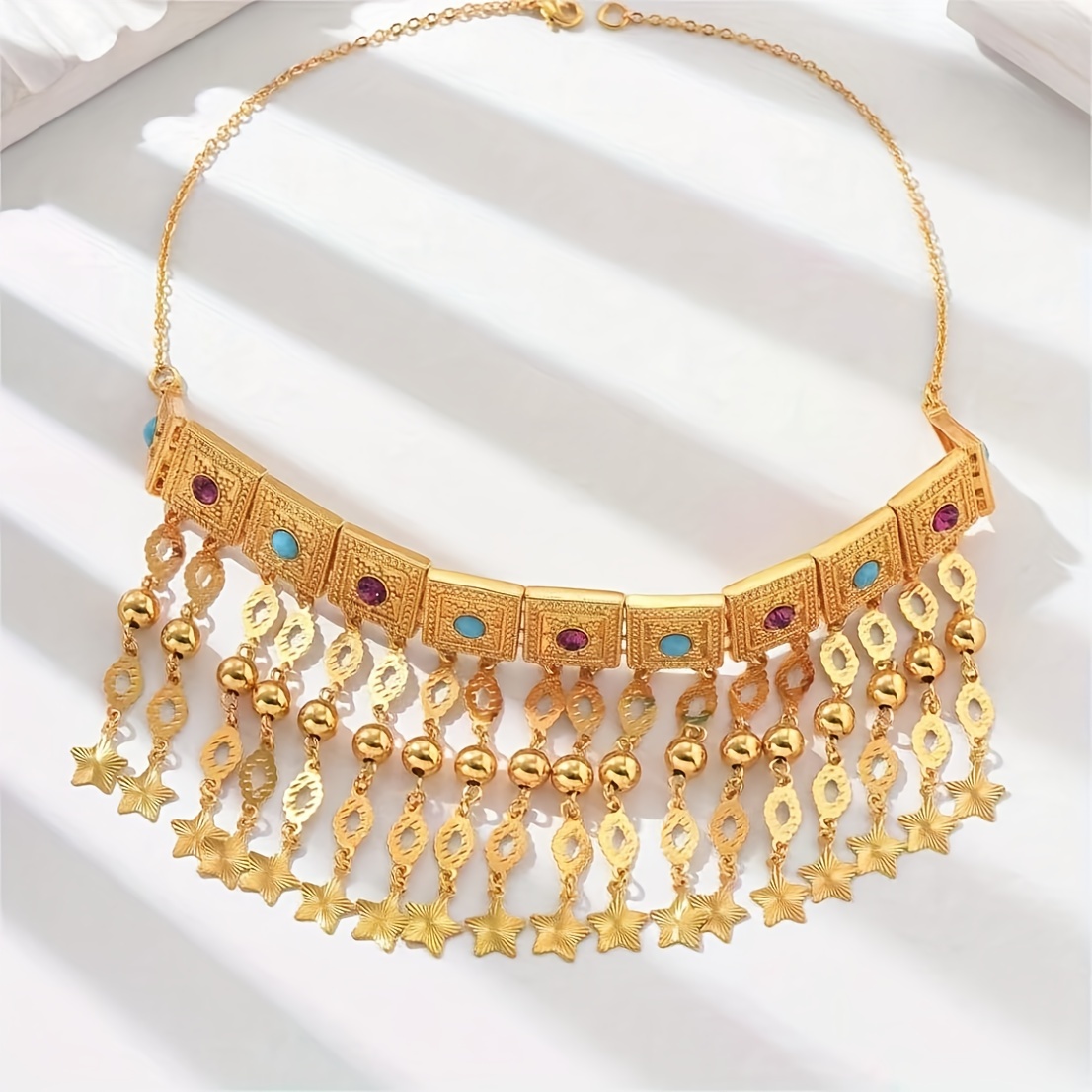 Boho Statement Tassel Choker Necklace for Women, Ethnic Design